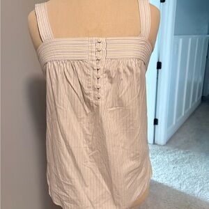 J. Crew Pink and White Striped Square-Neck Camisole